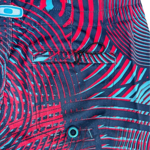 Oakley Mens Sz 33 Multi Colored Geometric Pattern Swim Beach Pool Board Shorts - Picture 6 of 9